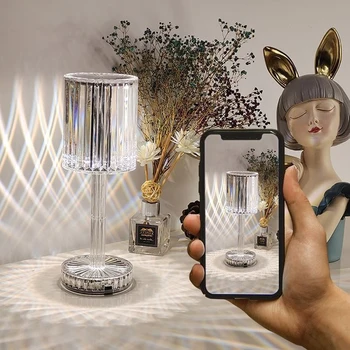 Алмазная настольная лампа, USB Перезаряжаемый хрустальный ночник, настольная лампа, прикроватная тумбочка для спальни, барные светильники, Романтическое декоративное освещение