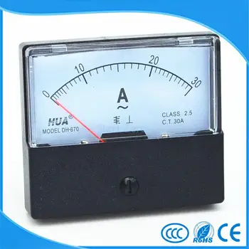 Аналоговый панельный измеритель переменного тока 0-30A, Амперметр DH-670