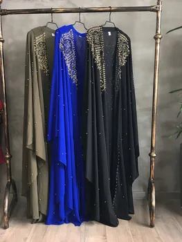 Африканская одежда, исламское мусульманское платье-хиджаб, Женская шифоновая Абайя с капюшоном и бриллиантами, пакистанские платья, Марокканский кафтан, расшитая бисером Паранджа