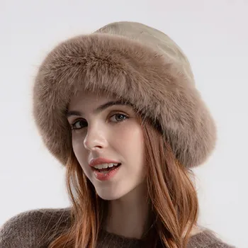 Бесплатная доставка, Зимняя женская шапка, утолщение пуха, Теплые шапки-ведра, Холодостойкие наушники, шапки, Милые модные зимние шапки для женщин