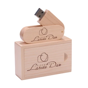 Бесплатный образец Деревянной Подарочной коробки USB 2.0 Флэш-накопитель с Пользовательским логотипом Pen Drive Реальной емкости Memory Stick 128 ГБ/64 ГБ/32 ГБ/16 ГБ/8 ГБ U-диск