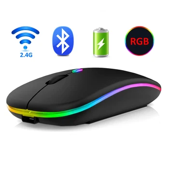 Беспроводная мышь 2.4G RGB, Bluetooth-совместимая мышь, Геймерская Перезаряжаемая компьютерная мышь, USB-эргономичная бесшумная мышь Mause