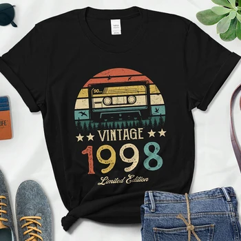 Винтаж, сделанный в 1998 году, ограниченная серия, женская футболка, 25-25 лет, подарок подруге дочери на день рождения, хлопковая футболка, женский топ