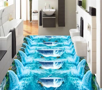 Водопады ледник Современная ванная комната На заказ 3D напольная фреска нескользящие водонепроницаемые утолщенные самоклеящиеся ПВХ обои BEIBEHANG