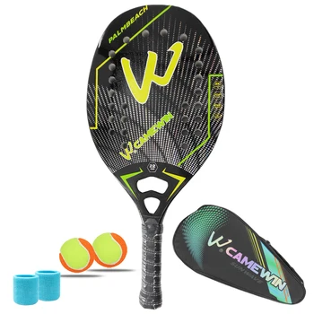 Высококачественная Теннисная ракетка для пляжного тенниса 3K Raquete с добавлением Мячей, теннисная ракетка с шероховатой поверхностью из углеродного волокна с чехлом