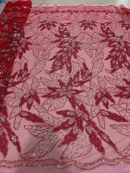 Высококачественные Нигерийские кружевные ткани Ручной работы из бисера, Тюля, французской сетки С вышивкой, кружева Для Свадьбы, африканской кружевной ткани с блестками
