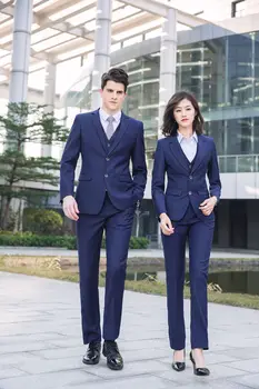 Высококлассный деловой костюм для мужчин и женщин, банковский костюм, Стойка регистрации, Профессиональная официальная рабочая одежда, костюмы для женщин, мужские костюмы