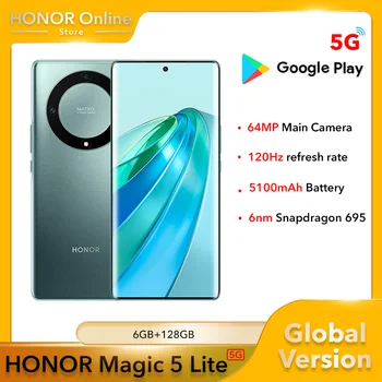 Глобальная версия HONOR Magic 5 Lite 5G Смартфон HONOR X9a 6,67 Дюйма 120 Гц AMOLED Дисплей 64 Мп Камера 5100 мАч Мобильные Телефоны
