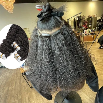 Глубокая Волнистая лента для наращивания человеческих волос Для чернокожих женщин Бразильская лента Ins Virgin Hair Microlings Пучки волос Dolago