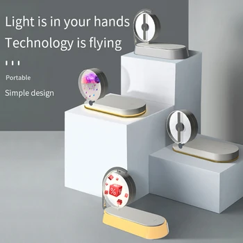 Голографический 3D проекционный ночник мощностью 10 Вт, беспроводная зарядка невооруженным глазом с сенсорным управлением, проекционный рекламный светильник