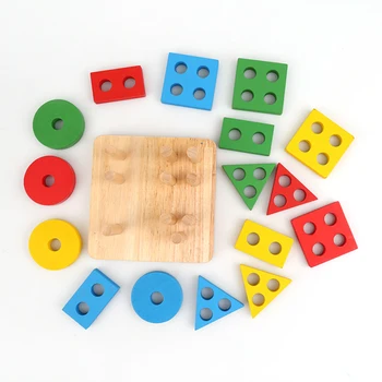 Детские игрушки, обучающая деревянная геометрическая сортировочная доска Монтессори, детские развивающие игрушки, строительный пазл, совпадающий по цвету и форме с ребенком