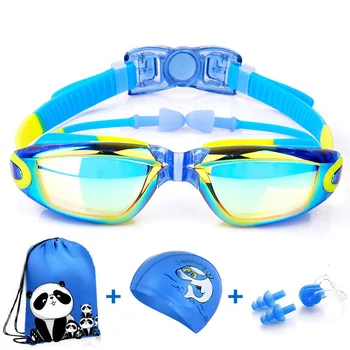 Детские очки для плавания с защитой от запотевания Hd, Очки для плавания для мальчиков и девочек, Шапочка для плавания, водонепроницаемое снаряжение для плавания
