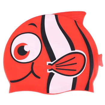 Детские эластичные силиконовые купальники для плавания, шапочка для плавания в форме рыбки (красная)