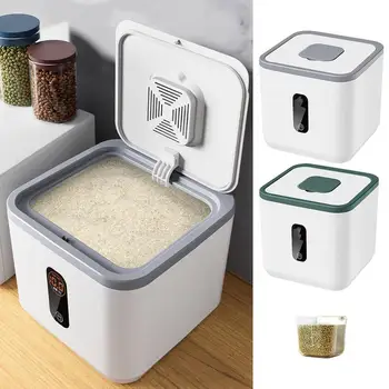 Дозатор риса, бытовой кухонный ящик для хранения, Герметичный контейнер для хранения риса, Контейнер для крупяной муки, мерный стаканчик
