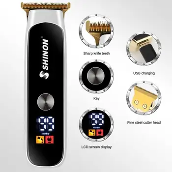 ЖК-электрический Триммер, Перезаряжаемые Электрические Машинки для стрижки волос, Электробритвы, Станок для стрижки Бороды с цифровым дисплеем