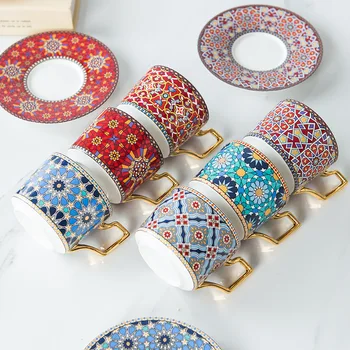 Журнальные столики в Марокканском стиле Чашка с Блюдцем Фарфоровый набор для дома, кухни, Офисного стола, Подарочная посуда для напитков, Свадьбы
