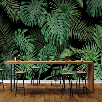 Изготовленная на заказ Фреска Тропическое растение Зеленый Лист Фотообои Домашний Декор Гостиная Спальня Кухня Живопись Обои 3D Tapety Art