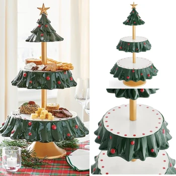 Изысканная Рождественская стойка для закусок, Рождественская елка, Десертный стол, Фруктовая тарелка, Праздничная вечеринка, Конфетная тарелка, Украшение подноса для закусок