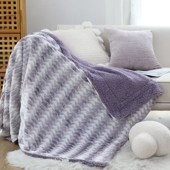 Комплект из 2 полосок, мягкое ворсовое одеяло, покрывало для отдыха, одеяло для офиса, одеяло для сна, одеяло для дивана, одеяло для переноски