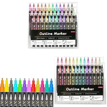 Контурные металлические маркеры, акриловая краска, Маркерная ручка, Блестящая ручка для рисования по дереву, наскальной живописи