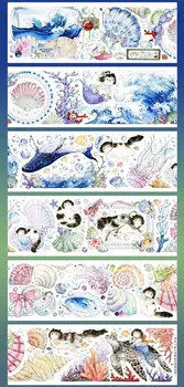 Кошки, плавающие в океане, черепаха, морской журнал, ракушка, светящаяся лента для домашних животных, открытка-коллаж