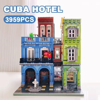 Креативная модель архитектуры отеля Cuba, церкви, строительные блоки, вид на улицу, кафе, магазин в Гаване, Микро-кирпичи, игрушки, подарки для детей