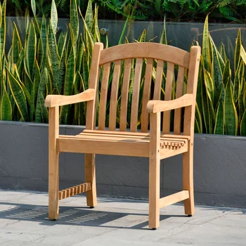 Кресло для патио Amazonia Newham из цельного дерева | Сертифицированный тик | Идеально подходит для улицы и в помещении, количество посадочных мест: 1