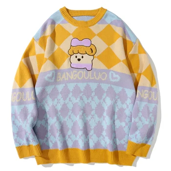 Кружевной хлопковый пуловер, свитер для мужчин и женщин, винтажный геометрический вязаный свитер, верхняя одежда, уличная одежда в стиле Харадзюку, осенне-зимний свитер, топы