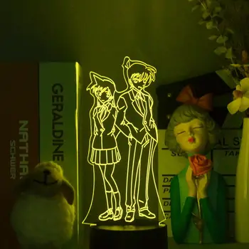 Кудо Шиничи и Мориран Фанаты 3D Ночник Аниме для Декора Комнаты Милый Цветной Подарок на День Рождения Светодиодная Лампа Манга Подарок для Детей