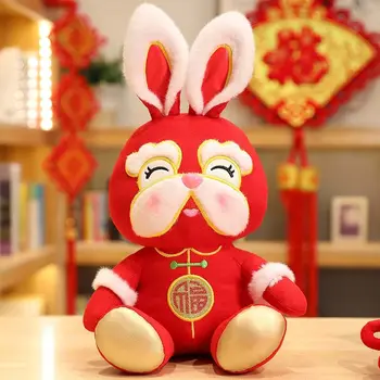 Куклы Китайский Новогодний Кролик, Плюшевая игрушка-животное, Талисман Года Кролика, Плюшевая игрушка-Кролик, Кукла-талисман Кролика, Плюшевая кукла Кролика
