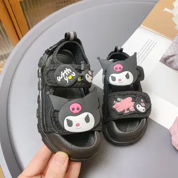 Летние Детские сандалии Sanrio 2023, Новая Модная детская обувь Kuromi с героями мультфильмов, Нескользящая Пляжная обувь, Спортивная Повседневная обувь