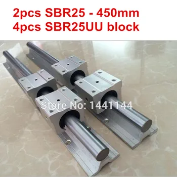 Линейная направляющая SBR25: линейная направляющая 2шт SBR25 - 450 мм + блок 4шт SBR25UU для деталей с ЧПУ
