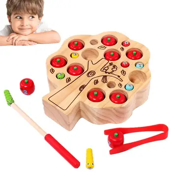 Магнитные игрушки для Рыбалки Для детей, деревянная игра о рыбалке для раннего обучения, Интерактивная мелкая моторика, форма дерева, раннее обучение