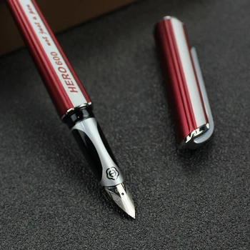 Металлическая Красная Авторучка HERO 600 Уникальный Стиль, ручка с тонким Пером 0,5 мм, Профессиональная ручка для письма