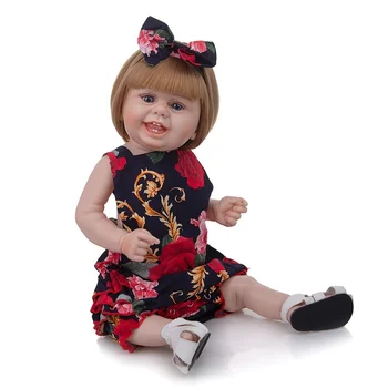 Милая девочка 57 см Кукла-перерожденец с короткими светлыми волосами, силиконовый подарок на День защиты детей для мальчиков и девочек