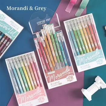 Многоцветная ручка, Цветная ручка для счета большой емкости, 9 комплектов, Цветная студенческая маркерная ручка Morandi, гелевая ручка с полной игольчатой трубкой