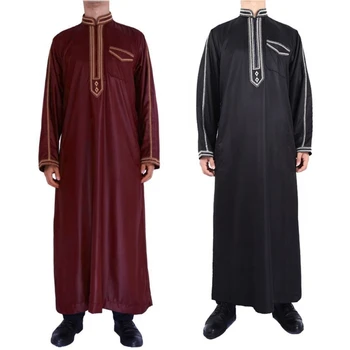 Модная мужская рубашка в этническом стиле Thobe, платье в Рамадан, Марокканский халат с длинным рукавом