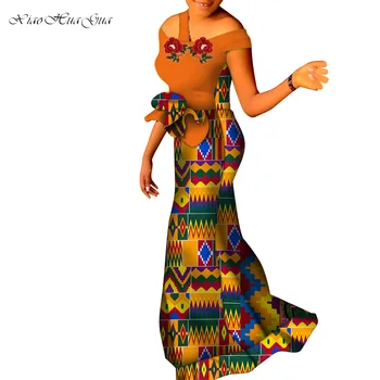 Модные африканские платья для женщин, Африканский халат с восковым принтом, Африканское Длинное вечернее платье Макси с аппликациями, африканская одежда WY6189