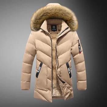 Мужская зимняя теплая толстая куртка С капюшоном, флисовые парки, Мужские повседневные ветрозащитные пальто с меховым воротником, Мужская парка с хлопковой подкладкой, пальто