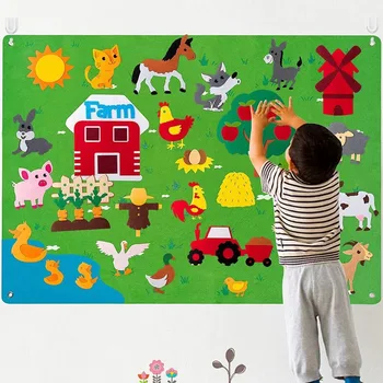 Набор историй из фетровой доски Монтессори, Океанская Ферма, Насекомое, Семья животных, Интерактивная игрушка для детей дошкольного возраста для раннего обучения малышей