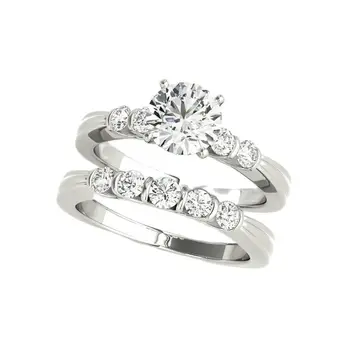 Набор серебряных обручальных колец LESF 925 пробы с муассанитом D-цвета 1,0 карат, юбилейное ювелирное кольцо, обручальные кольца для женщин