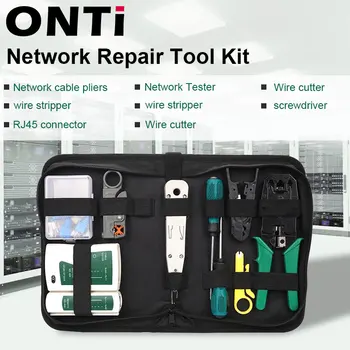 Набор сетевых инструментов ONTi Профессиональный Портативный Ethernet Для обслуживания компьютера LAN Кабельный тестер Обжимной резак Ремонтный набор с сумкой