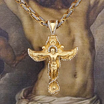 [Нержавеющая сталь 316L] Христианский крест с бриллиантом, полый, Унисекс, высококачественная подвеска, Модные персонализированные ювелирные изделия, подарочные аксессуары