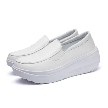 Новая обувь-качалка из ЭВА, белая спортивная обувь, женская обувь для медсестер, обувь на платформе с толстой танкеткой 3-5 см, женские тонкие туфли