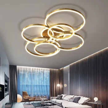 Новая современная светодиодная люстра для гостиной, кабинета, ламп для спальни, внутреннего освещения, круглых колец, люстр для фойе, светильника