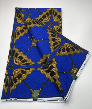 Новейшая Высококачественная Ткань из 100% Хлопка с Африканской восковой Печатью 6 ярдов Ankara Pagne Wax для африканских Платьев