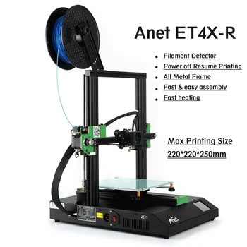 Новый 3D-принтер Anet ET4X-R С Детектором Накаливания, Возобновляющий печать, Быстрый нагрев, Макс 220*220*250 мм, Местная доставка по России