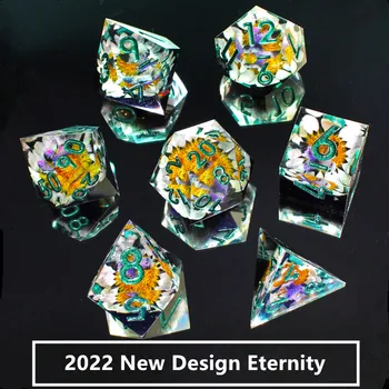 Новый Дизайн, Набор Кубиков Eternity Flower DND, Многогранная Смола D6 D20, Кубики С Острыми Краями, Набор Кубиков D & D, RPG Игры, МИНИ-ПЛАНЕТА, Фабрика