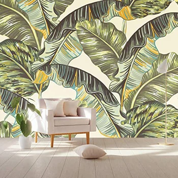 Обои с листьями джунглей, настенная роспись с Банановыми листьями, Винтажные обои с тропическими листьями, Домашний декор, Мебель для кафе, Виниловая пленка