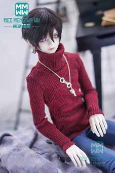Одежда для куклы BJD 65-80 см, модный свитер с высоким воротом BJD uncle, винно-красный, черный